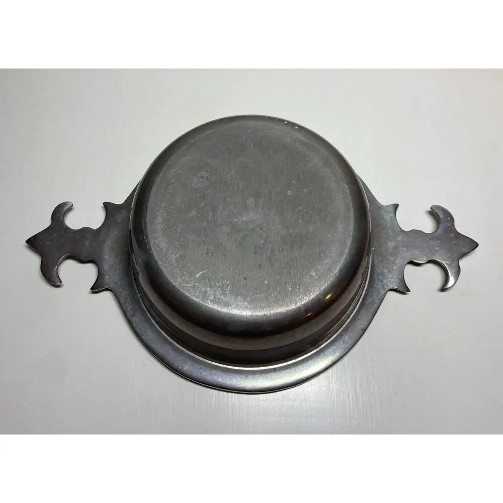 Vintage Pewter Fleur-De-Lis Cheese Dip Bowl & Spreader Knife Set